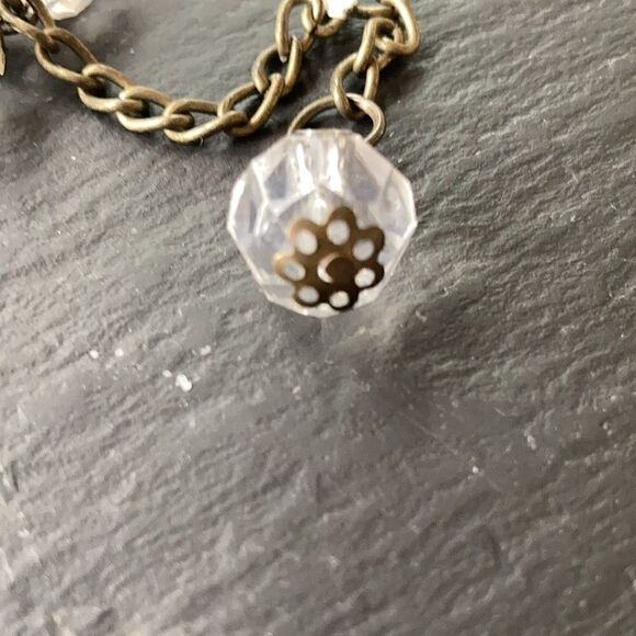 Vintage lightweight faceted Lucite ball and brass metal belt or necklace 39” main image 5